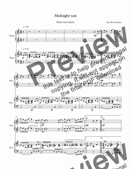 Midnight sun for Piano Duet for Piano four hands by Kari Ruotsalainen -  Sheet Music PDF file to download